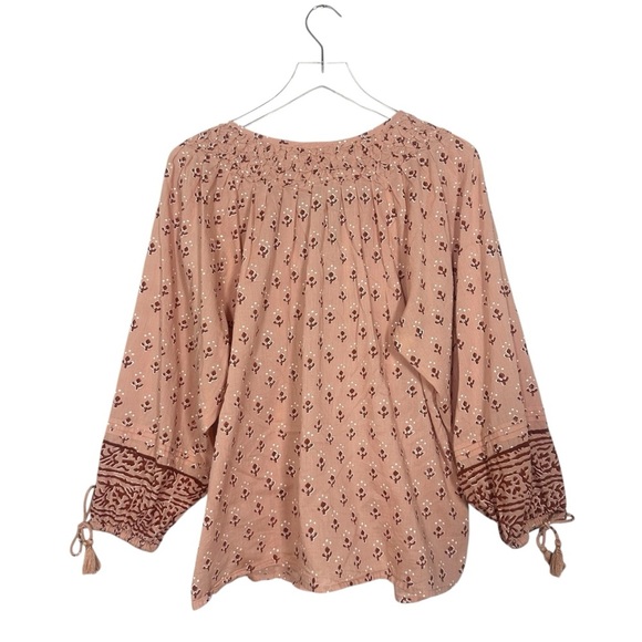 Cleobella Rue Blouse Womens Large Organic Cotton Boho Peasant Petal Pink Top - Picture 12 of 15